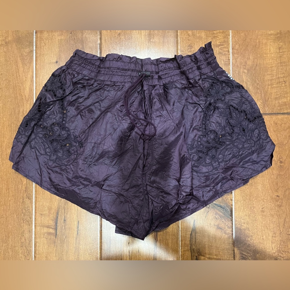 Free People Women's Purple Lace Trim Shorts
